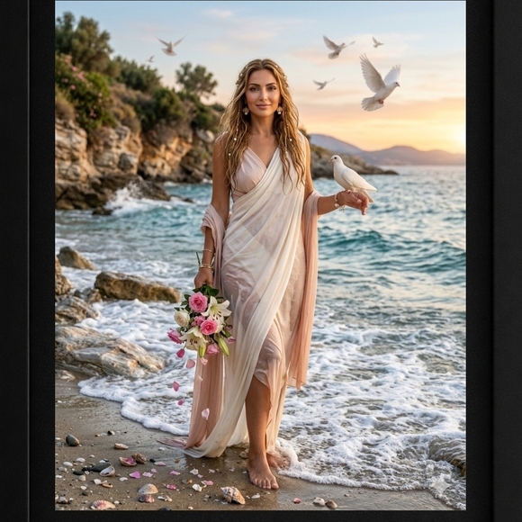 Hand Crafted Other - A.I. Greek Goddess Aphrodite Art Print In A Frame 8x10